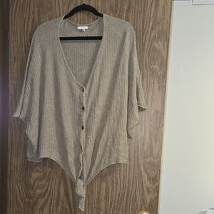 Maurices Olive Green Waffle Knit Front Tie Top